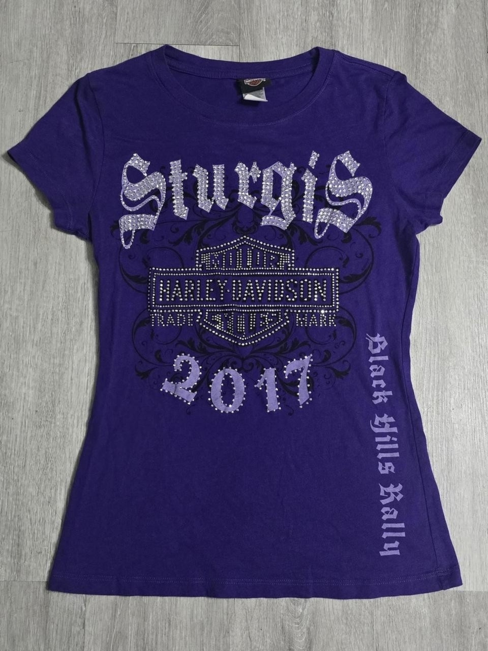 2017 Harley Davidson Sturgis Black Hills Rally Rhinestones Purple Top Womens
